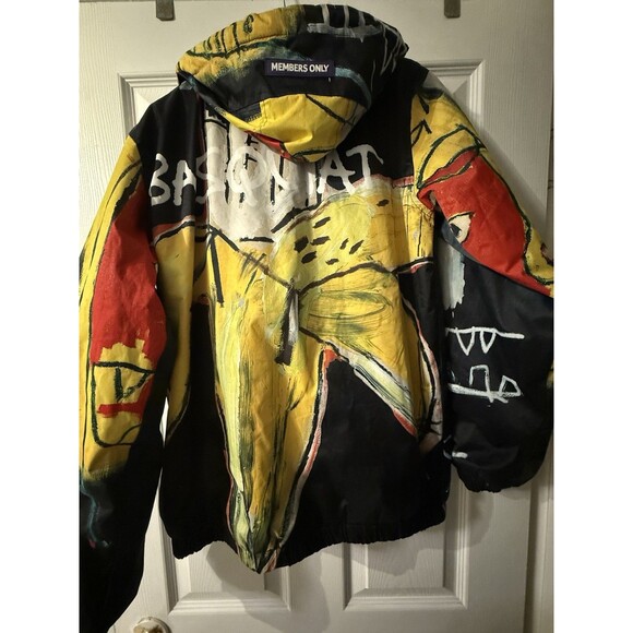 Sold Out JEAN-MICHEL BASQUIAT + MEMBERS ONLY Banana ART Print Rain JACKET Coat S - Picture 4 of 10